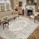 7x10 Washable Area Rug Living Room Cream Beige Vintage Carpet
Soft Low Pile, Non Slip, Stain Resistant, Floral Medallion, Neutral Retro Decor for Bedroom, Dining Room, Kids Room, Office