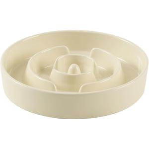 Ceramic 1.6 Cup Slow Feeder Dog Bowl for Medium and Large Breed, 8.2inch Puzzle Dog Food Dish, Anti-Gulping, Stop Bloat, Preventing Choking (Single Bowl-Beige)