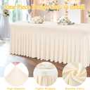 2 Packs Ivory Spandex Table Clothes for 4 Foot Rectangle Table, Spandex Table Covers 4FT Stretch Table Skirts Rectangle Tables Wrinkle Free Fitted Table Cover for Event, Wedding, Banquet & Parties