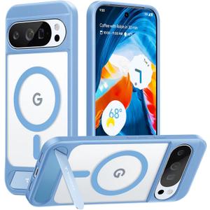 TORRAS Magnetic & Stand for Google Pixel 10 Pro Case/Pixel 10 Case, Fit for MagSafe, Mil-Grade Drop Protection, Slim Fit for Google Pixel 10/10 Pro Phone Case with Flush Kickstand, Translucent Blue