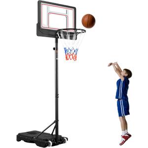 Portable Basketball Hoop Outdoor, 4.7-6.9FT/4.4-10 FT Adjustable Basketball Hoop for Kids and Adults in Outdoor/Indoor,with Sturdy PE Base and PET Backboard,Easy Assembly for Home Use