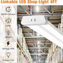 4FT Linkable LED Shop Light for Garages, 42W 4800LM 5000K Daylight White LED Ceiling Light, with Pull Chain (ON/Off), Linear Worklight Fixture, 4 Pack