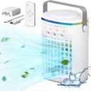 Portable Air Conditioner, Evaporative Air Cooler, 2-4-8H Timer Auto-Off &Remote, Water Tank, Three ultrasonic nozzles, 3-Speed Personal Air Conditioner Cooling Fan, White 