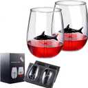 Shark Wine Glass, Personalized Set of 2 Wine Glasses with Shark Inside, Unique Nice Wine Glasses for Party Valentines Day Women