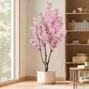 Faux Pink Cherry Blossom Tree 6.5ft(78in) Tall Artificial Plant Indoor Decor Handmade Natural Fake Sakura Tree for Wedding Realistic Silk Cherry Floral in Pot for Home Living Room,Office,Outdoor Decor Cherry Blossom(pink 6), 6.5ft