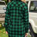 Zeagoo Womens Plaid Shirt Flannel Shirt Roll up Sleeve Top Casual Button Down Blouse (3X-Large, 1-green)