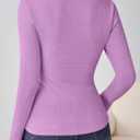 ZESICA Women's Long Sleeve Shirts 2026 Spring Fashion Square Neck Slim Fit Basic Going Out Tops Trendy Outfits (L)