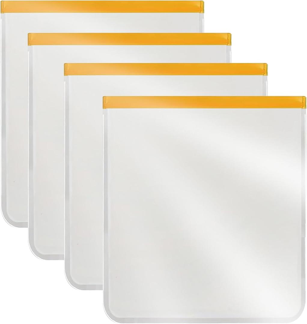 4 Pcs 2 Gallon Reusable Freezer Bags, Large Capacity, BPA Free Reusable Leakproof Food Storage Bags,13 "x 16", Used For Home Food Storage And Camping Food Storage