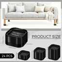 Ecally 24 Pack Furniture Risers Adjustable Bed Desk Leg Risers 1.38" Stackable Heavy Duty Square Bed Raising Blocks for Mattress Table Leg Desk Chair Couch Sofa Dorm (Black)