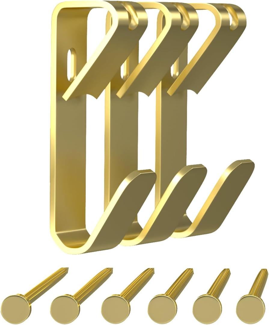 Picture Hangers, 50 lb Heavy Duty Drywall Wall Plaster Large Picture Hangers, Picture Hanging Hooks, Picture Hanging Hardware, Picture Frame Hangers, Painting Wall Hooks for Hanging, 30 Pack (Gold)