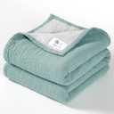 Lulu moon Muslin Baby Blanket - Cotton Quilt Blankets for Toddlers - Reversible Nursery Crib Blanket for Baby Boys and Girls 47"x47" (Sage)