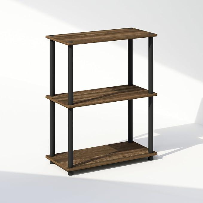 Furinno Turn-N-Tube 3-Tier Multipurpose Compact Display Bookcase, Columbia Walnut/Black