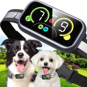 Dog Bark Collar, Smart Barking Collar with 4 Modes, 7 Adjustable Sensitivity for Barking Howling Whining, Automatic Anti Barking Device for Large Medium Small Dogs IP67 Waterproof for Indoor & Outdoor (Black)
