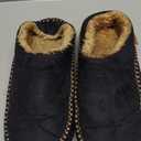 Zigzagger Men's Slip On Moccasin Slippers, Indoor/Outdoor Warm Fuzzy Comfy House Shoes, Fluffy Wide Loafer Slippers,Black, 42-43