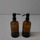 Vine Creations Amber Glass Soap Dispenser, 2 Pack Kitchen Soap Dispenser Set with Stainless Steel Pump, 16 oz Dish Soap and Hand Soap Dispensers for Bathroom with Waterproof Labels (Amber Bottle / Matte Black Pump)