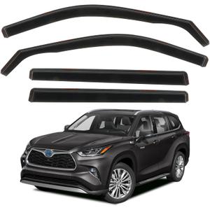 4pcs in Channel Rain Guards for 2021 2022 2023 2024 2025 Toyota Highlander, Extra Durable Side Window Wind Deflectors, Smoke Tinted Vent Window Visors Shade Shield for Cars