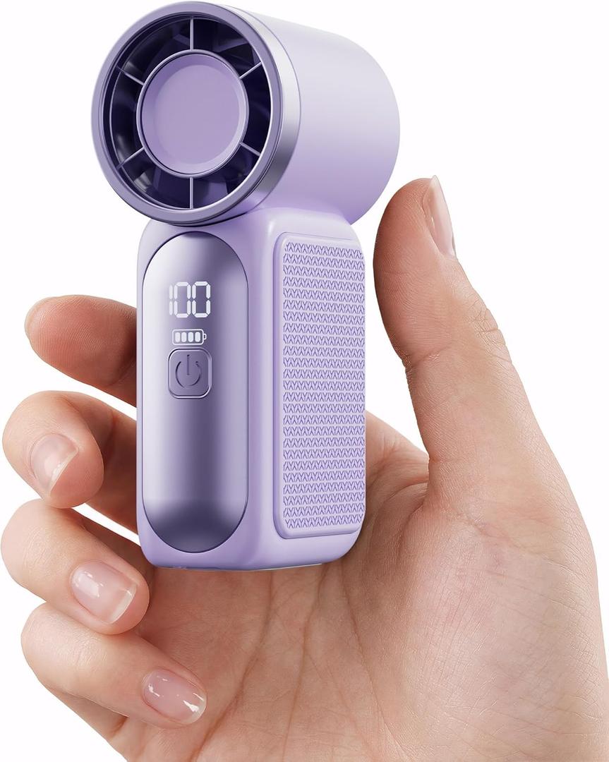Gaiatop Portable Handheld Mini Fan, 6 Speeds 16900 RPM High Velocity Personal Fan with LED Display, USB Rechargeable, Mini Fan with Lanyard for Makeup, Travel, Outdoor, for Women Girl Gift, Purple