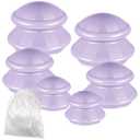 TrelaCo 6 Pcs Cupping Kit for Massage Therapy 3 Sizes Silicone Cupping Set Chinese Massage Therapy for Studio Household Cellulite Joint Pain Muscle Pain(Lavender)