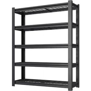 72" H Heavy Duty Garage Shelving, Metal Storage Shelves, 5 Tier Adjustable Storage Shelves, Industrial Utility Rack for Warehouse, Basement, Workshop, Kitchen, 16" D×35" W×72" H, Black