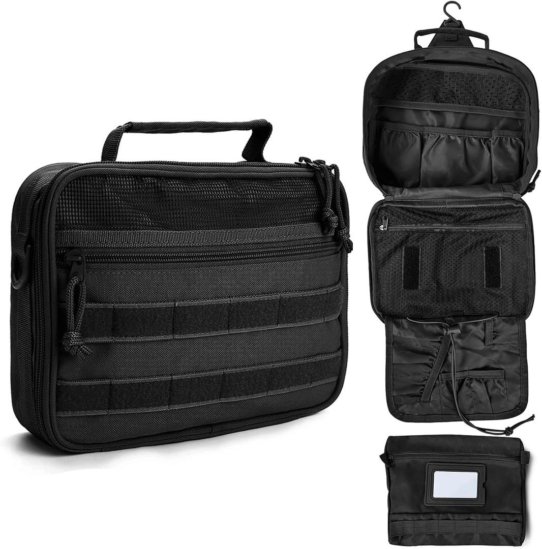 SMONT Tactical Toiletry Bag for Men, 9.5" Hanging Dopp Kit Shaving Hygiene Bag for Traveling Bathroom