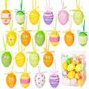 Garma 36 PCS Easter Hanging Plastic Eggs Decorations Colorful Eggs Painted Ornaments with Bow, Easter Tree Ornaments Decor for DIY Crafts Party Favor Home Decor Pascua Exchange Gifts
