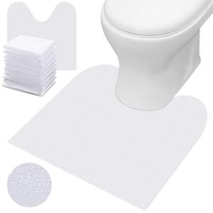 Drydiet 50 Pcs Disposable Toilet Mats 24 x 24 Inches Round Commode Potty Large Mats Training Cover Conceal Stains Non Slip U Shaped Toilet Floor Protector from Urine for Children Adults(Classical)