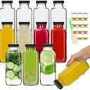 AuroTrends 12 oz Glass Bottles with Lids 9 Pack, 360ml Glass Bottles for Juicing, Water, Kombucha - Portable Glass Juicing Bottles Reusable Glass 12oz (12fl.oz, Set of 9)