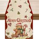 XCHI Merry Christmas Gingerbread Man Winter Xmas Table Runner Table Decoration for Home Kitchen Dining Holiday Decor 13x72 Inch