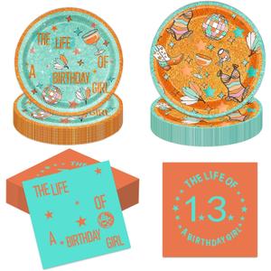 100 Pcs Showgirl Plates and Napkins Set, The Life of Birthday Girl Party Tableware Includes Napkins and 7 Inch & 9 Inch Paper Plates for Girls Birthday Bachelorette & Retro Showgirl Bday Party Decor