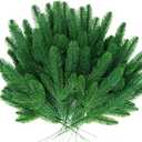 BCUEIDO 100 Pcs Artificial Pine Branches Realistic Christmas Greenery Stems Evergreen Pine Branches for Decorating Pine Needles Christmas Indoor Home Decor