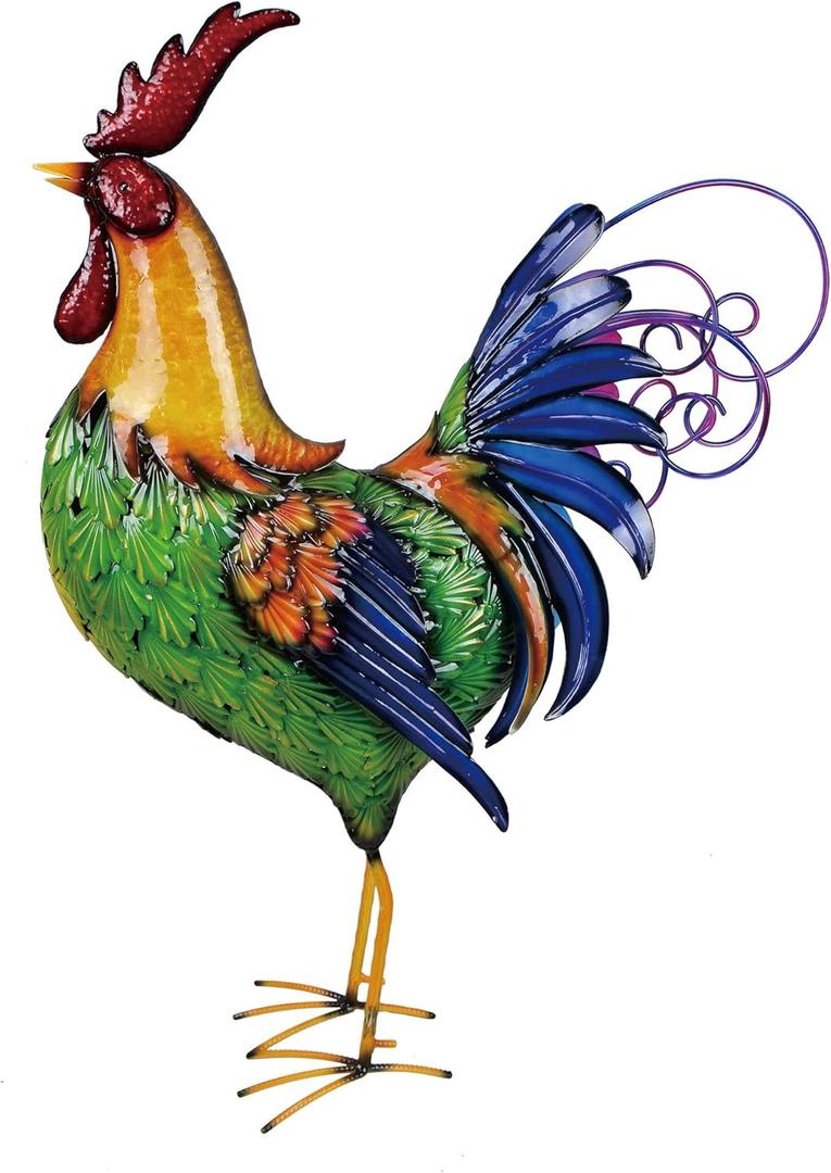 BACKYARD EXPRESSIONS PATIO  HOME  GARDEN 910252-NM Rooster Dcor Garden Statue-Chicken Yard Art Sculpture Outdoor-32 Inch-Backyard Expressions, Multicolor