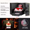 Cute Preserved Real Roses Bear Gift Box for Girlfriend with Initial Necklace S, Unique Birthday Gift for Mom, Her, Grandma, Anniversary Presents for Wife Women