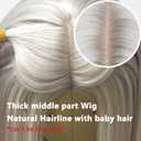 Silver Grey Long Straight Wig for Women Cosplay Ash White Wig Glueless Lace Front Wigs for White Women Long Wig Heat Resistant Colored Wig Daily(Syhthetic 24 Inches)