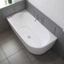 A&E Bath and Shower Oxnard Left 59'' Left Corner Freestanding Bathtub, White