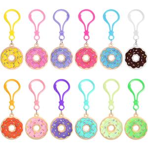 Jadive 48 Pcs Sweet Donut Party Favors Donut Keychain Sweet Doughnut Theme Birthday Party Supplies Pendant Ornament for Christmas Kids Boy Girl Gift Reward Goodie Bag Fillers, 12 Colors