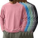 Neer 5 Pack Men's Big and Tall Long Sleeve Pocket T-Shirt Lightweight Crew Neck Shirts Slim Fit Top Casual Basic Tees (XXXL)