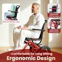World's Lightest Transport Wheelchairs, 12'' Large Honeycomb Terrain Tire, Travel Wheelchairs with Telescopic Handle, Aluminum Wheelchair Support 220lbs, Lightweight Wheelchair with Travel Bag