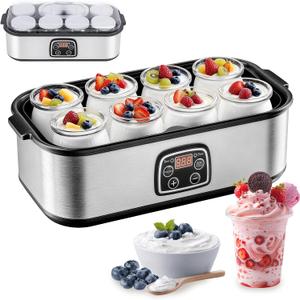 Yogurt Maker with Adjustable Temperature & Time Control,Digital Yogurt Maker Machine with 8×6oz Glass Jars,Make Trillions of Live Probiotics & Wellness Gifts for Men & Women