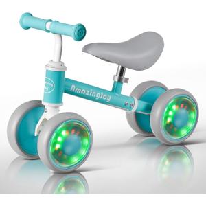 Balance Bike for 1 Year Old Boys Girls Colorful Lighting Baby Balance Bike Toys First Ride on Toys 10-24 Month Toddler 12-24 Month First Bike Infant Birthday Gift Baby Walker Bike with Adjustable Seat, (Blue)