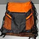 12-Pack Ripstop Drawstring Backpack – Durable Lightweight Gym, Sports, and Travel Bags – Black & Orange