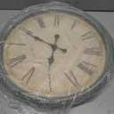 Bernhard Products Large Decorative Wall Clock 20 Inch Silent Non Ticking Battery Operated Quartz Vintage Stylish with Rustic Green Rim for Home Living/Dining Room Kitchen & Over Fireplace