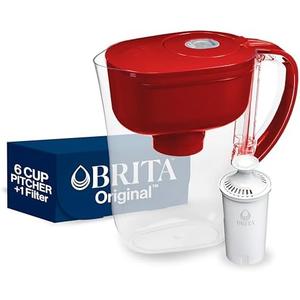 Brita Metro Water Filter Pitcher with SmartLight Change Indicator, BPA-Free, Replaces 1,800 Plastic Water Bottles a Year, Lasts Two Months, Includes 1 Filter, Small - 6-Cup Capacity, Fiery Red