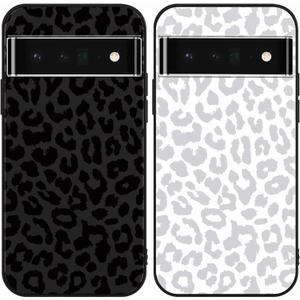 2 Pack Cute Cheetah Print for Google Pixel 6 Pro(5G) 6.2" Phone Case,Luxury Leopard Pattern Design Cases Soft Silicone TPU Shockproof Protective Cover for Women Girls-Black & White