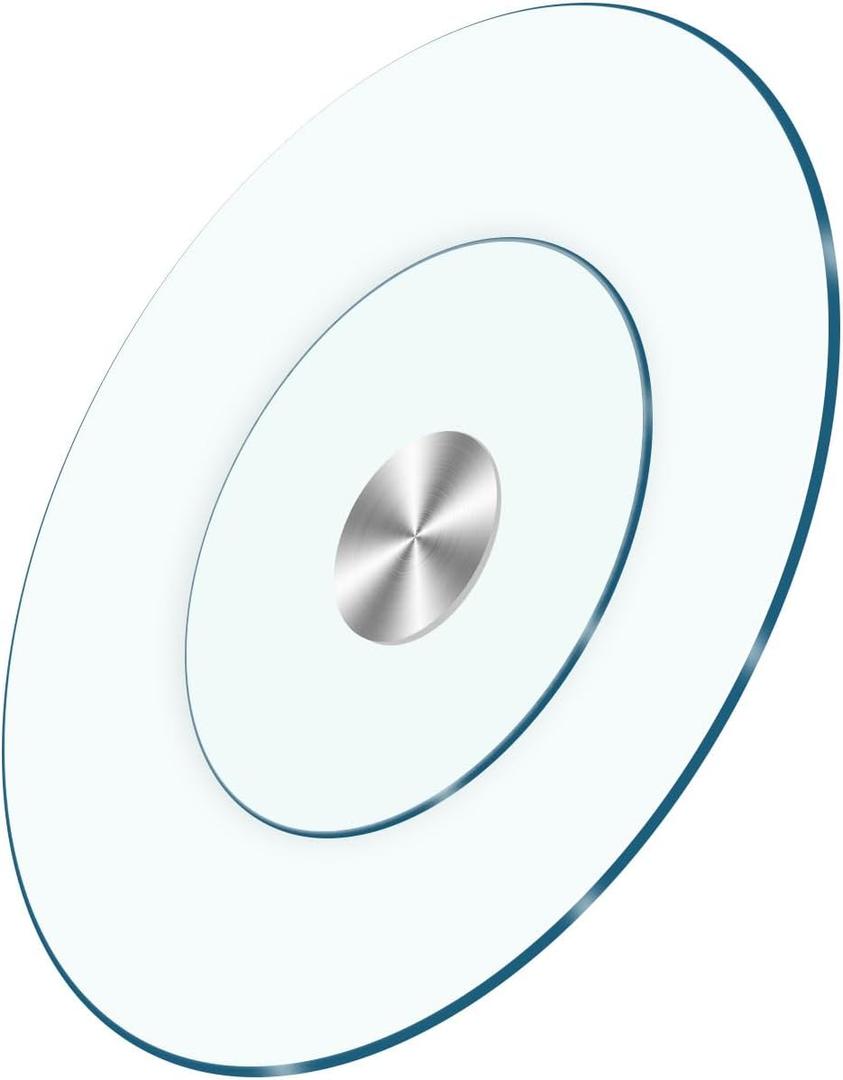 36" Heavy-Duty Lazy Susan Turntable - 1/3" Extra-Thick Tempered Glass (50% Thicker!) - Anti-Tip Design & Silent Spin for Banquets, Dining Tables