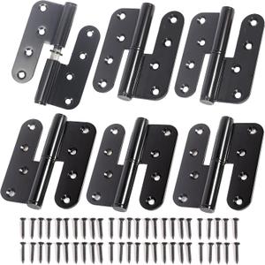 6-Pack Black Heavy Duty Lift Off Hinge, 4" X 3.5 Inch H-Shaped Door Hinges, Detachable Door Hinge 201 Stainless Steel, Thickness 2.8mm Left & Right Hinges