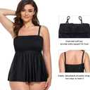 FULLFITALL Women Plus Size Tankini Swim Top Swimwear Bathing Suit Tank Top Bandeau (No Bottom) (Black)