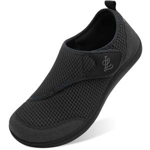 LeIsfIt Mens Wide Diabetic Shoes Adjustable Barefoot Walking Shoes Breathable Zero Drop Sneakers for Wide Width Arthritis Edema Feet Size 45