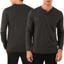 Men's Henley Long Sleeve Shirt Casual T-Shirts Lightweight Pullover Tee Classic Button Down Tops for Work Leisure (XL)