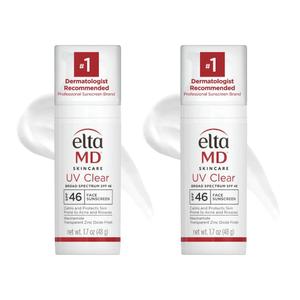 EltaMD UV Clear Face Sunscreen SPF 46, Oil-Free Sunscreen with Zinc Oxide, Dermatologist Recommended (1.7 Ounce (Pack of 2))