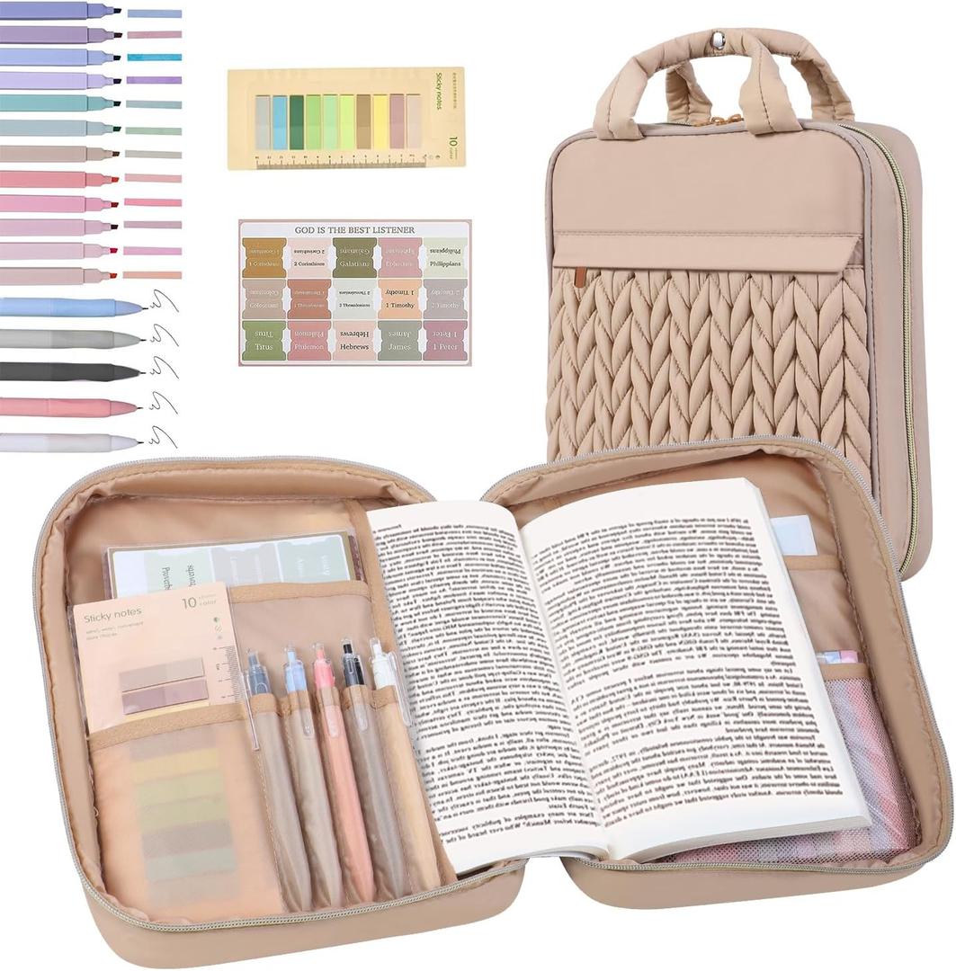 Bible Cover Case for Women,Large Bible Carrying Case with Handle,Bible Cover Bag with Study Supplies,Christian Gift for Women,Lady(Bag Only)